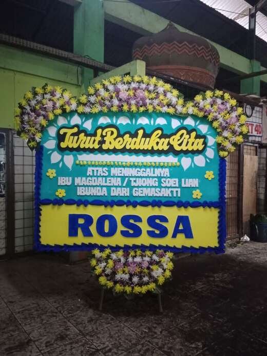 Bunga Papan Duka Cita Jambul 3 Biru Toska — 1,5 × 2 M Bunga papan duka cita warna biru & toska, jambul 3 ukuran 1,5 × 2 m — kode EBD-D-02