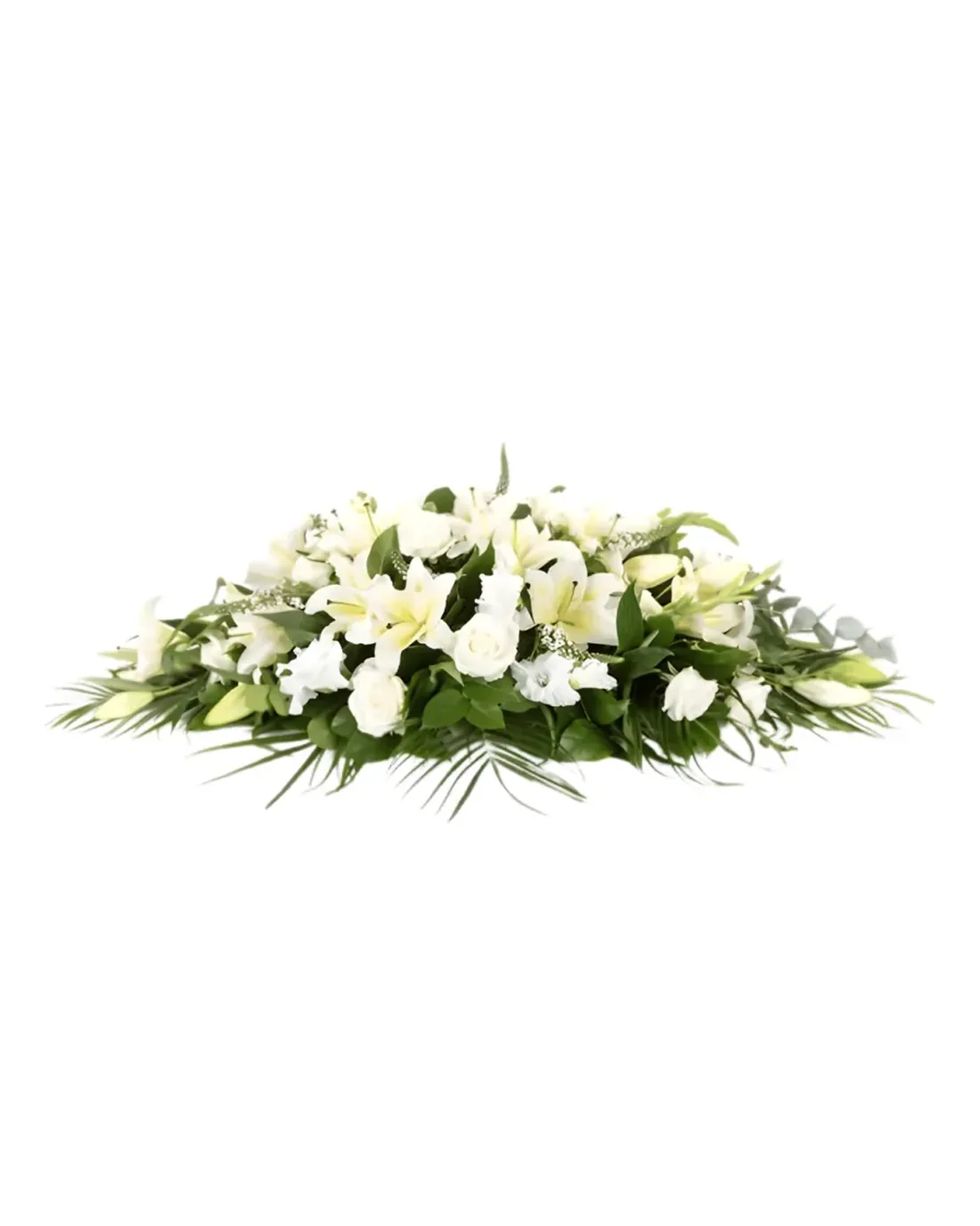 Bunga Peti Duka Lily Putih (EBN-14) - Bunga Papan Bunga Peti Duka Lily Putih, kode EBN-14