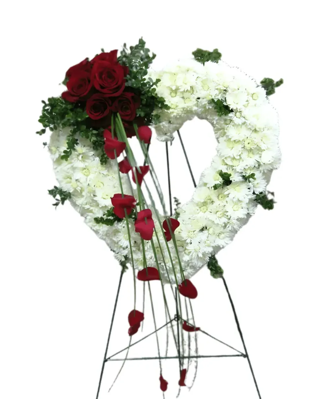 Standing Flower Hati Putih Mawar Merah, kode EBN-35