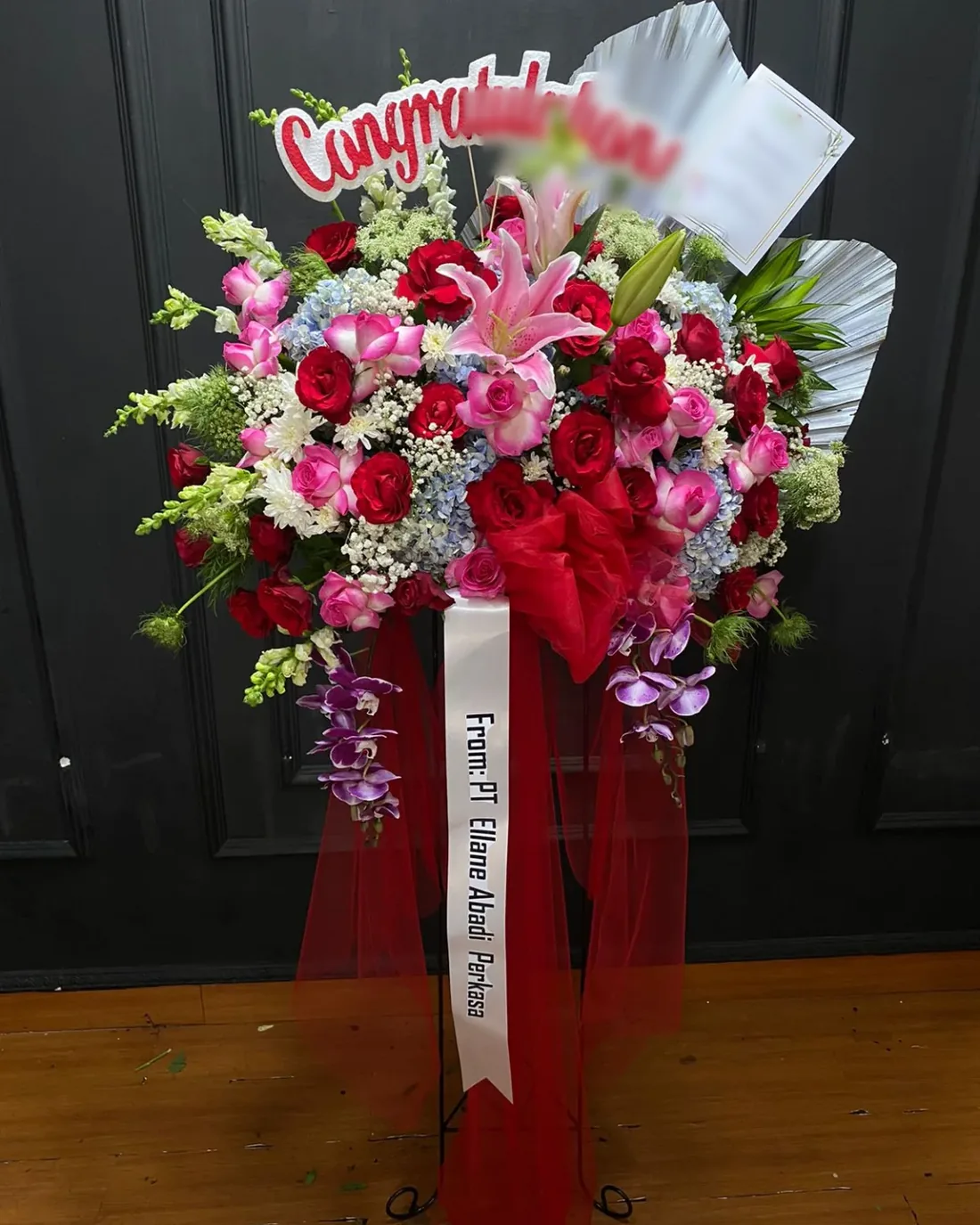 Standing Flower Premium Putih Merah